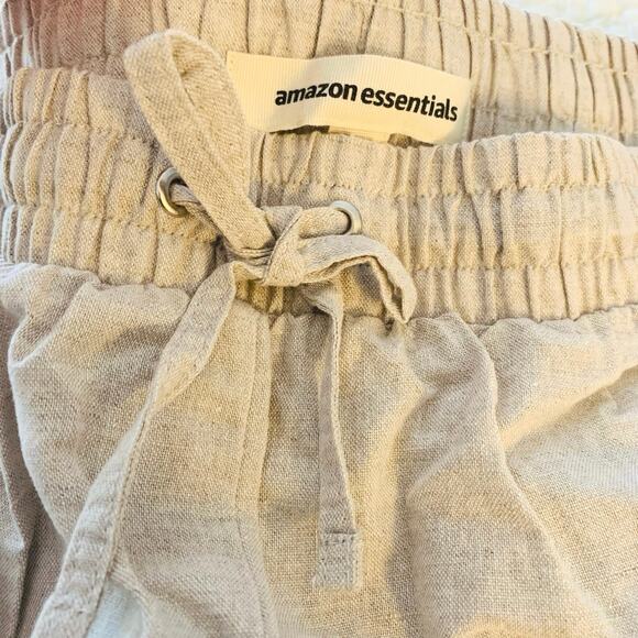 NEW Amazon Size 3X Linen Blend Relaxed Fit Wide Leg Pant Drawstring Ecru Beige - Picture 6 of 8